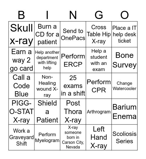 Radiology Week Bingo Card