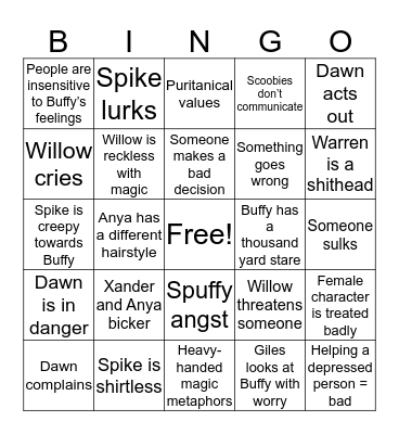Buffy S6 Bingo Card