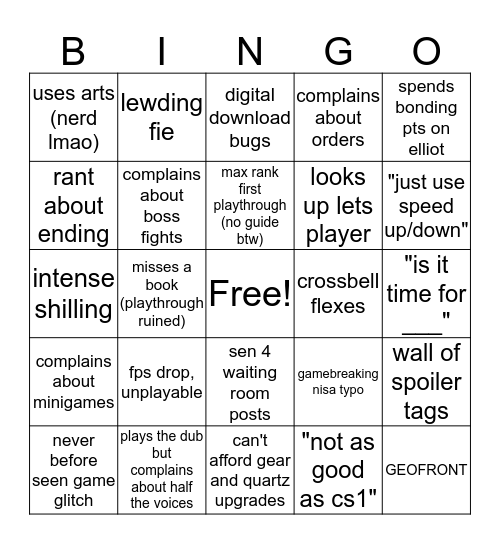 lunarhawk sen III experience Bingo Card