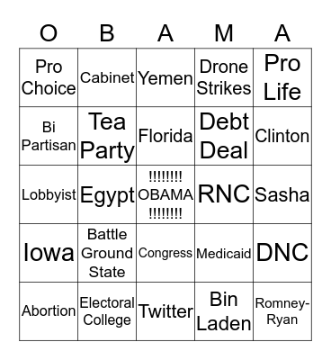 Four More Years!!! Bingo Card