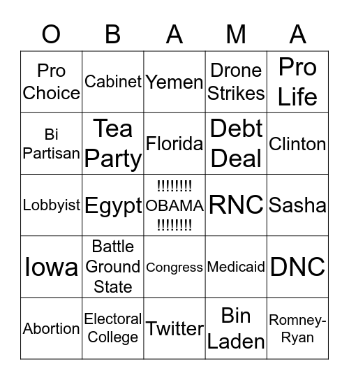 Four More Years!!! Bingo Card