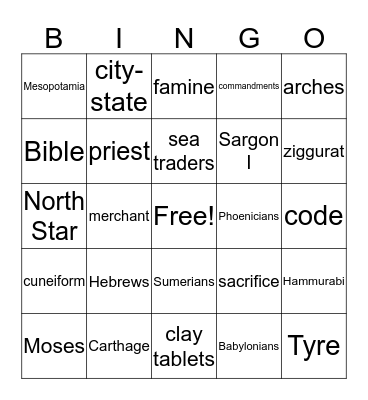 Ch. 2 Review Bingo Card