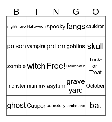 Halloween Bingo Card