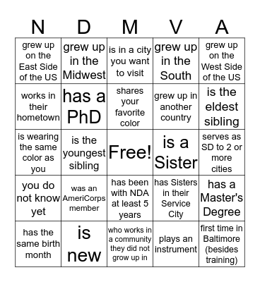 Find a Site Director/ Staff Member who... Bingo Card