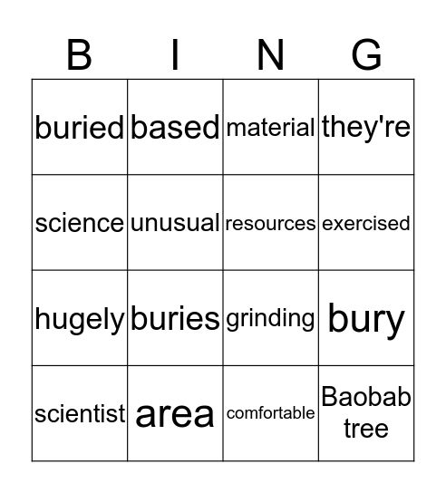 Tricky words Bingo Card