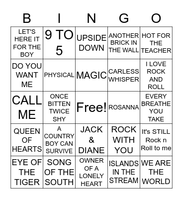 TOTALLY 80'S BINGO Card