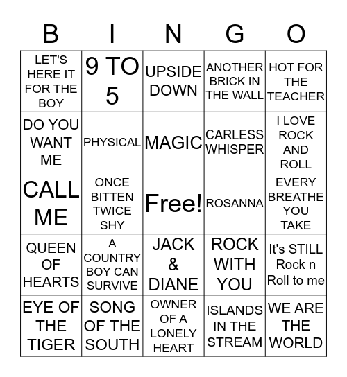 TOTALLY 80'S BINGO Card