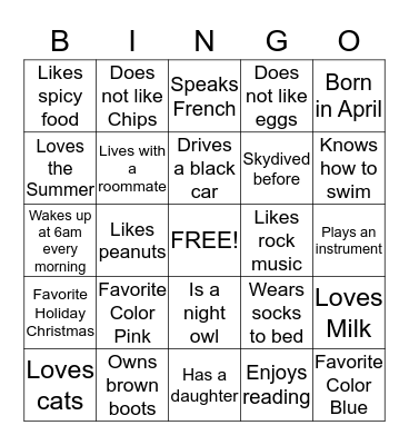 V Machine Bingo Card