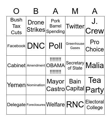 Four More Years!!! Bingo Card