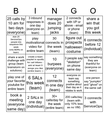 October Round 3  Bingo Card