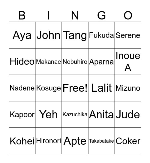 ITOCHU Employee Bingo Card