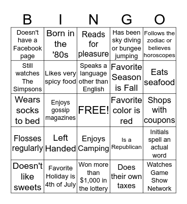 Vending Machine Bingo Card