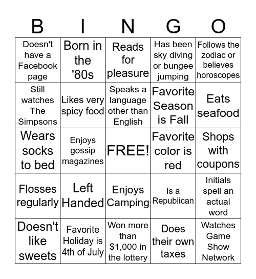 Vending Machine Bingo Card