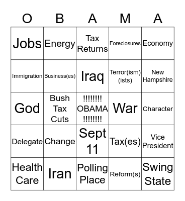 Four More Years!!! Bingo Card