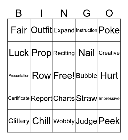 Science Fair Bingo Card