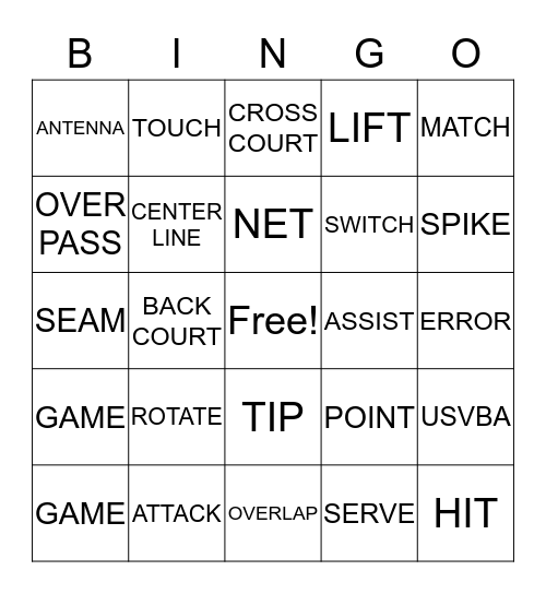 VOLLEYBALL Bingo Card