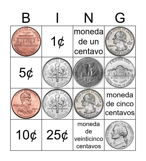 Monedas Bingo Card