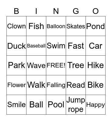 Springtime Bingo Card