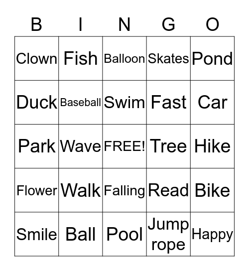 Springtime Bingo Card