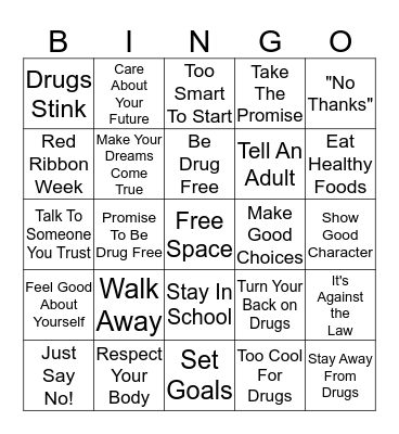 Red Ribbon Week Bingo Card