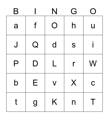 Alphabet Bingo Card