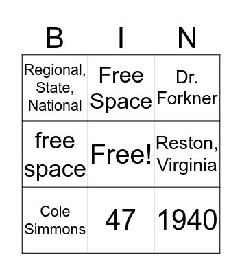 FBLA KNOWLEDGE Bingo Card