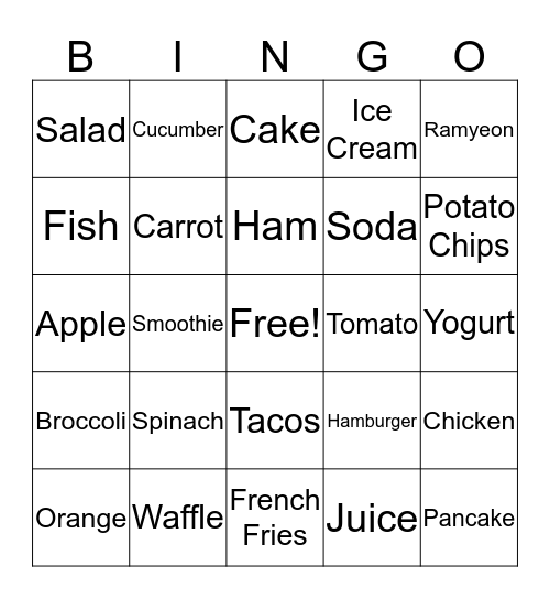 Food & Drink Bingo Card