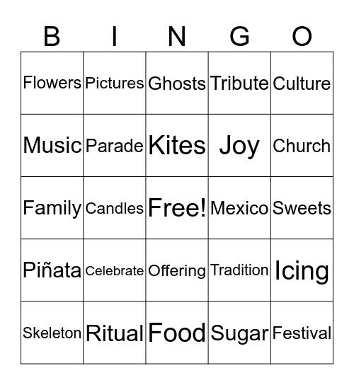 Dia de los Muertos!! Bingo Card