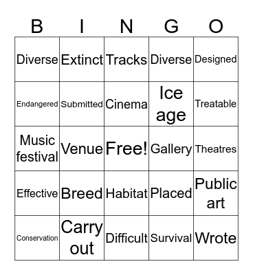 Vocabulary Buster Bingo! Bingo Card