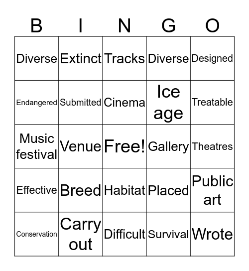 Vocabulary Buster Bingo! Bingo Card