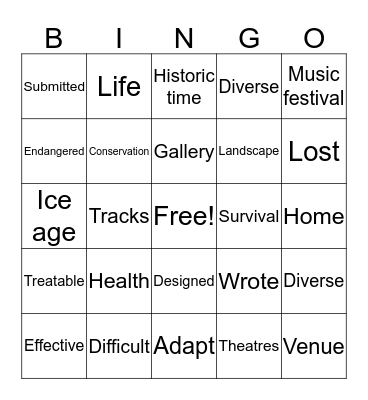 Vocabulary Buster Bingo! Bingo Card