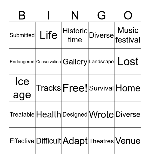 Vocabulary Buster Bingo! Bingo Card