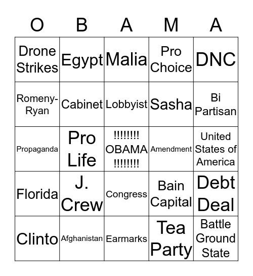 Four More Years!!! Bingo Card