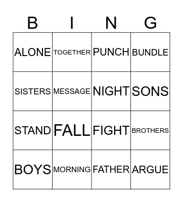 THE FATHER AND HIS SONS Bingo Card