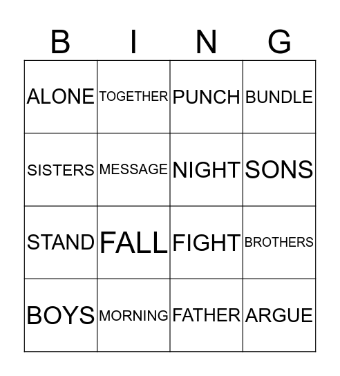 THE FATHER AND HIS SONS Bingo Card