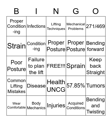 Keep Your Back Intact  Bingo Card