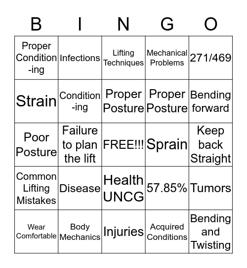 Keep Your Back Intact  Bingo Card