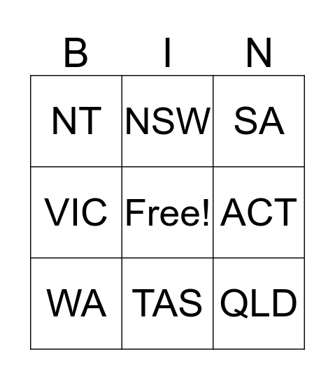 AusReadingMonth Bingo Card