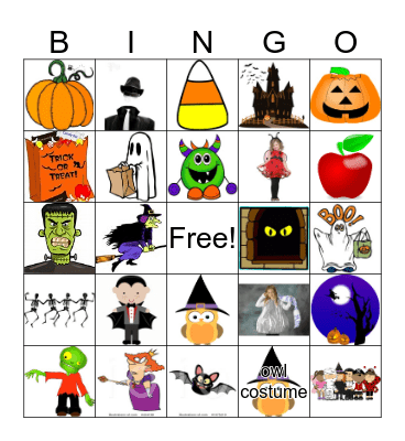 Grandma's Trick or Treat Bingo Card