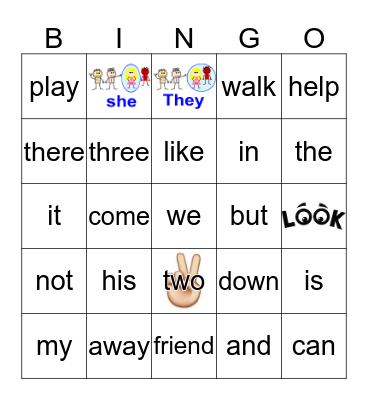Sight Words Bingo Card