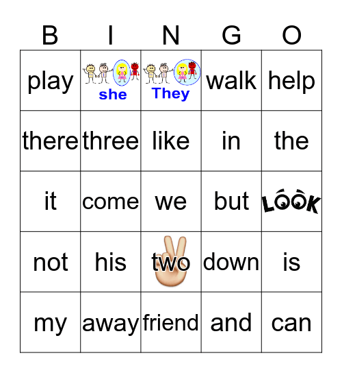 Sight Words Bingo Card