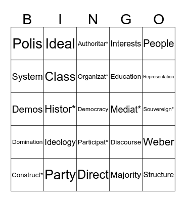 Democracy Bingo Card