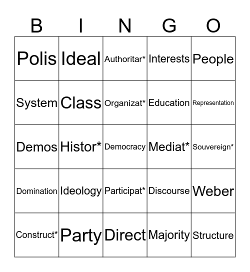 Democracy Bingo Card