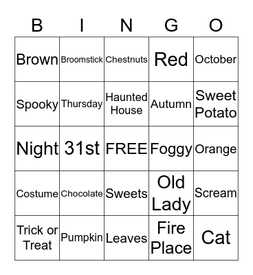 Halloween Lingo Bingo Card