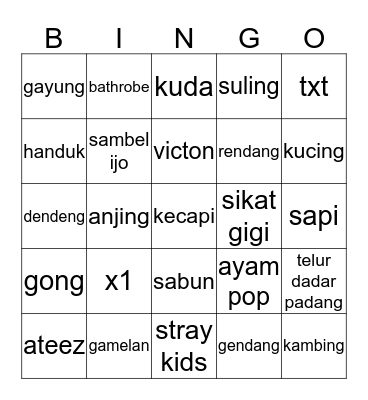 Lili's Bingo Card