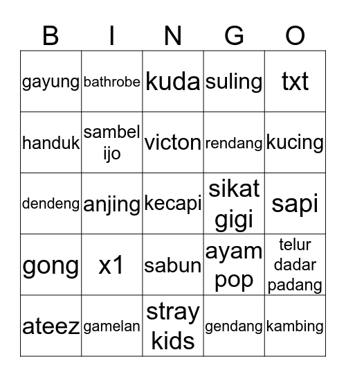 Lili's Bingo Card