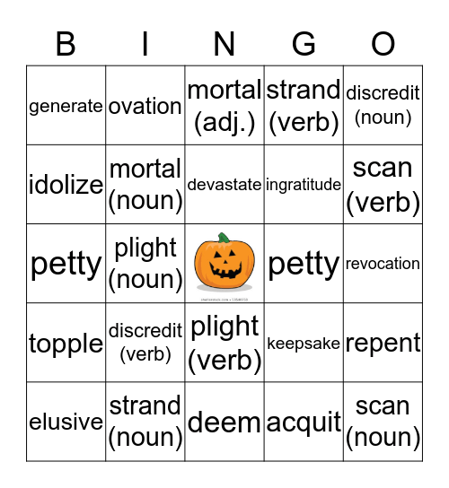 Unit 4  Bingo Card