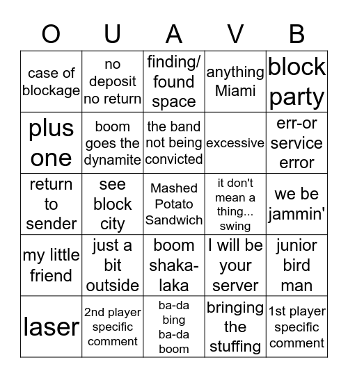 Lou-ism Bingo Card