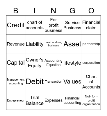 Accounting Bingo Card