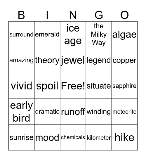 Unit 9 Bingo Card